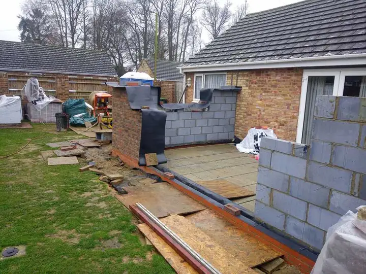 Extension walls going up in block and brick